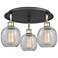 Belfast 17.75"W 3 Light Black Antique Brass Flush Mount w/ Crackle Sha