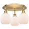 Belfast 17.75"W 3 Light Brushed Brass Flush Mount w/ White Shade
