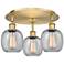 Belfast 17.75"W 3 Light Brushed Brass Flush Mount With Seedy Glass Sha