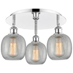 Belfast 17.75"W 3 Light Polished Chrome Flush Mount w/ Crackle Glass S