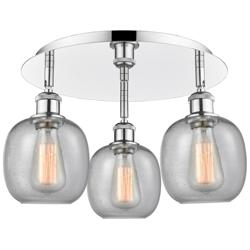 Belfast 17.75"W 3 Light Polished Chrome Flush Mount With Seedy Glass S