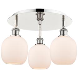 Belfast 17.75"W 3 Light Polished Nickel Flush Mount w/ White Shade
