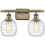Belfast 2 Light 16" Bath Light - Antique Brass - Deco Swirl Shade