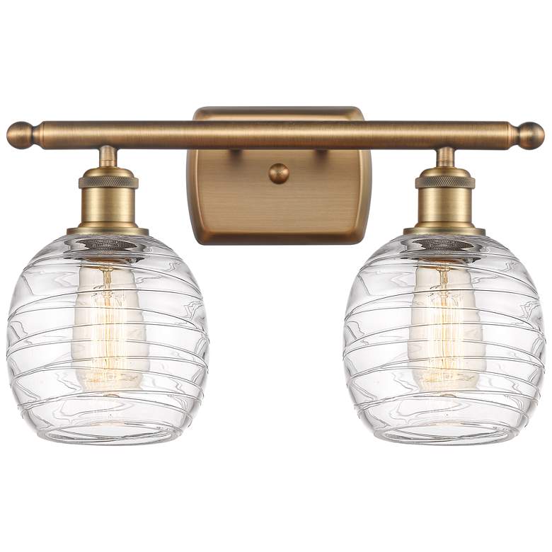 Image 1 Belfast 2 Light 16" Bath Light - Brushed Brass - Deco Swirl Shade