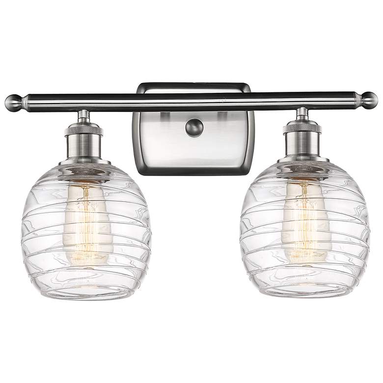 Image 1 Belfast 2 Light 16" Bath Light - Brushed Satin Nickel - Deco Swirl Sha