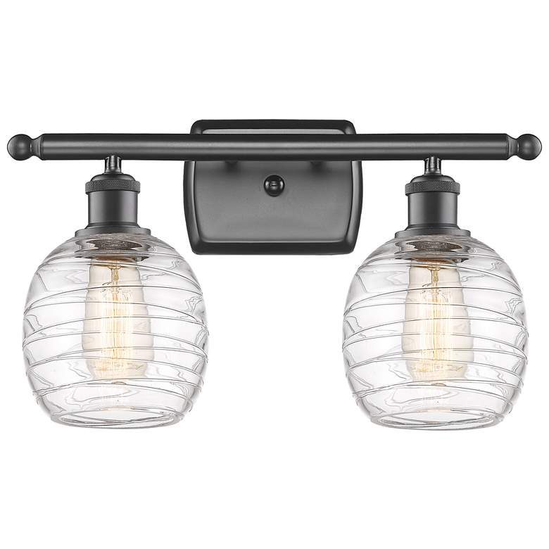 Image 1 Belfast 2 Light 16" Bath Light - Oil Rubbed Bronze - Deco Swirl Shade