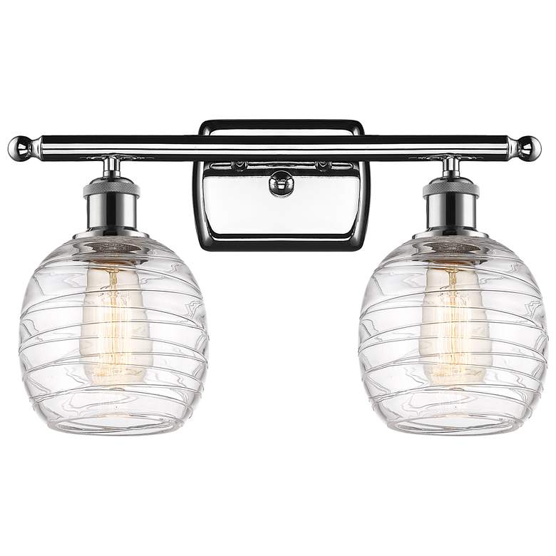 Image 1 Belfast 2 Light 16" Bath Light - Polished Chrome - Deco Swirl Shade