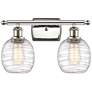 Belfast 2 Light 16" Bath Light - Polished Nickel - Deco Swirl Shade