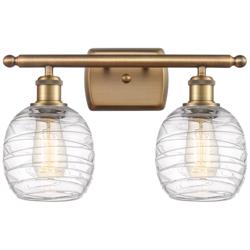 Belfast 2 Light 16" LED Bath Light - Brushed Brass - Deco Swirl Shade