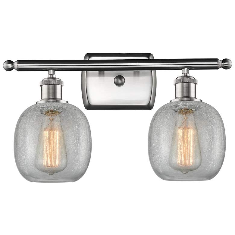 Image 1 Belfast 2 Light 16" LED Bath Light - Brushed Satin Nickel - Clear Crac