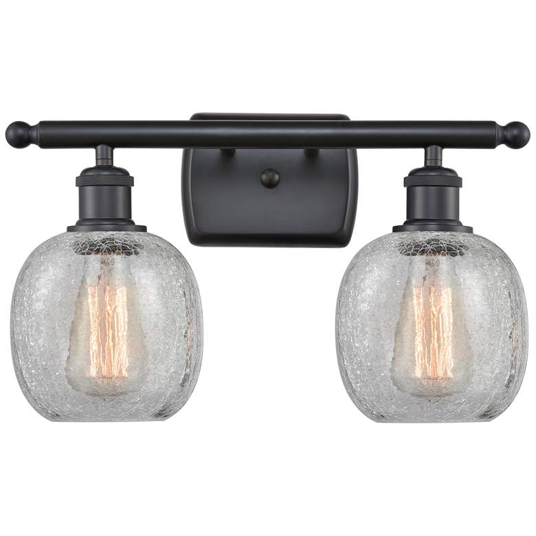 Image 1 Belfast 2 Light 16" LED Bath Light - Matte Black - Clear Crackle Shade