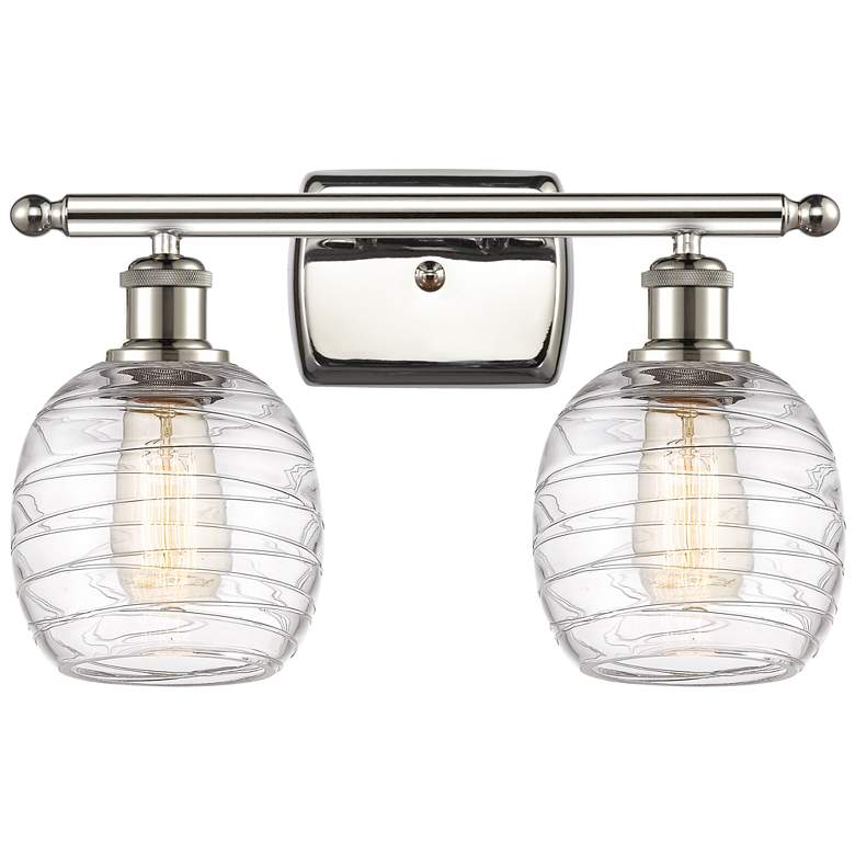 Image 1 Belfast 2 Light 16" LED Bath Light - Polished Nickel - Deco Swirl Shad