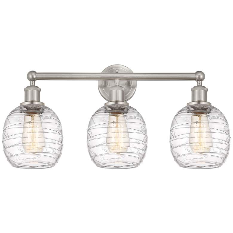 Image 1 Belfast 24" 3-Light Brushed Satin Nickel Bath Light w/ Deco Swirl Shad