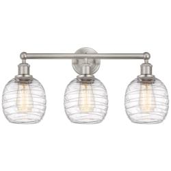 Belfast 24" 3-Light Brushed Satin Nickel Bath Light w/ Deco Swirl Shad