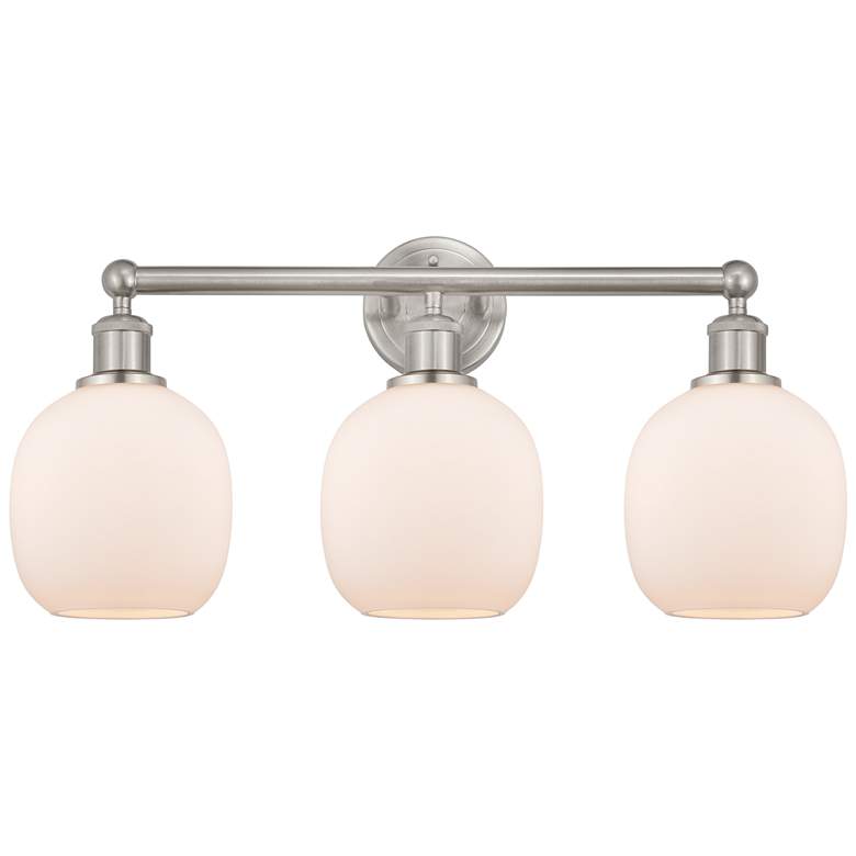 Image 1 Belfast 24" 3-Light Brushed Satin Nickel Bath Light w/ Matte White Sha