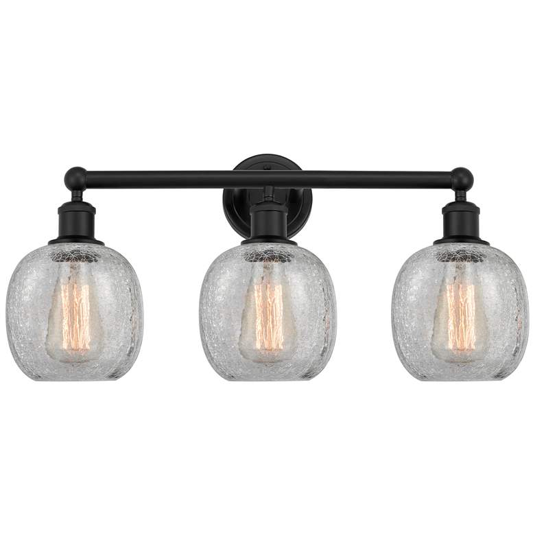 Image 1 Belfast 24" 3-Light Matte Black Bath Light w/ Clear Crackle Shade