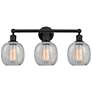 Belfast 24" 3-Light Matte Black Bath Light w/ Clear Crackle Shade