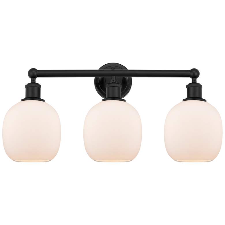 Image 1 Belfast 24" 3-Light Matte Black Bath Light w/ Matte White Shade
