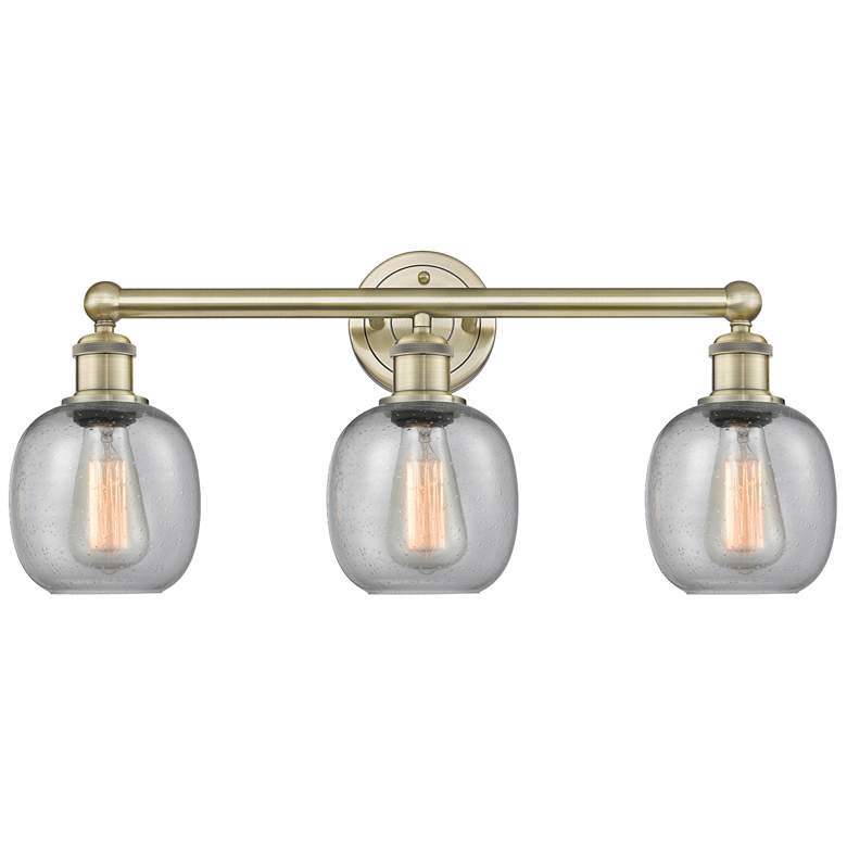 Image 1 Belfast 24" Wide 3 Light Antique Brass Bath Vanity Light With Seedy Sh