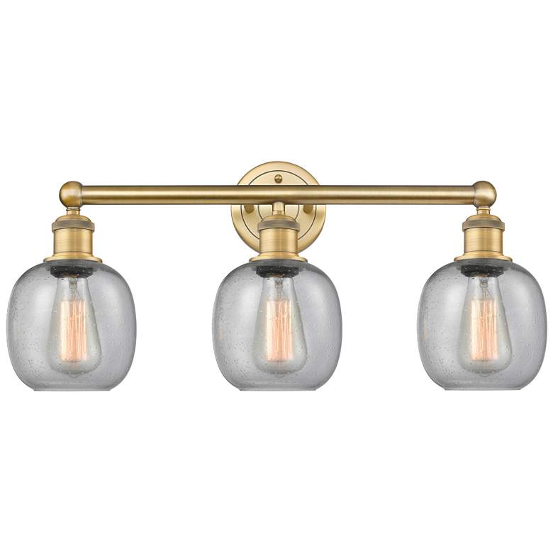 Image 1 Belfast 24" Wide 3 Light Brushed Brass Bath Vanity Light With Seedy Sh