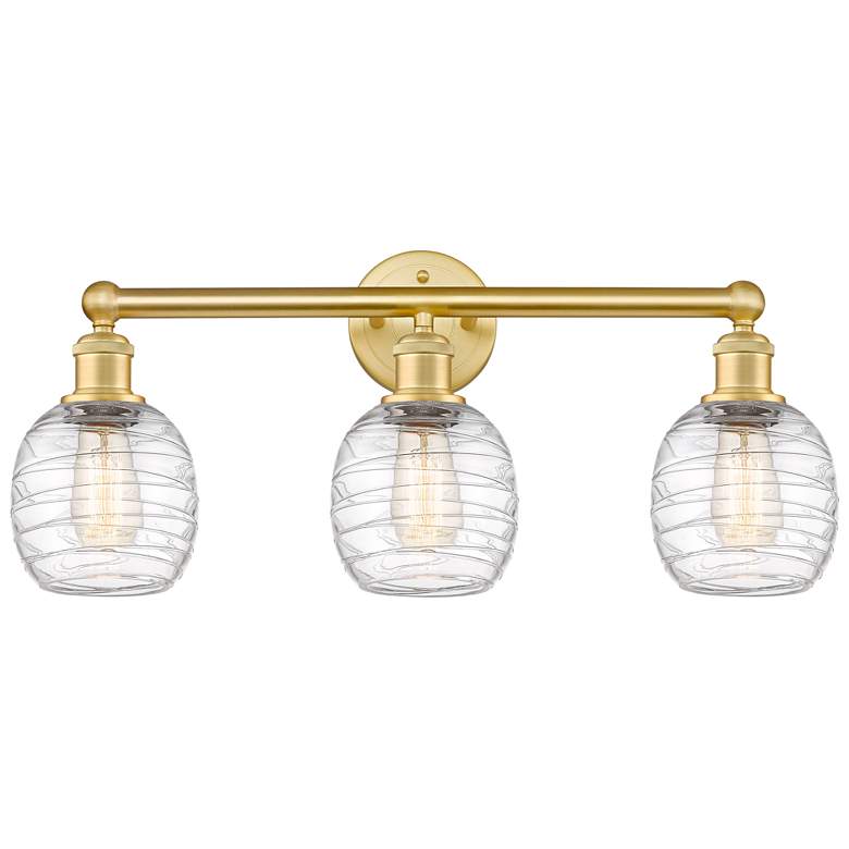 Image 1 Belfast 24" Wide 3 Light Satin Gold Bath Vanity Light With Deco Swirl