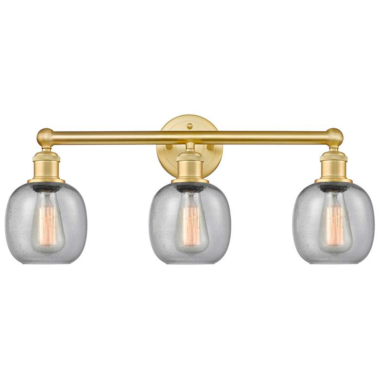 Image 1 Belfast 24" Wide 3 Light Satin Gold Bath Vanity Light With Seedy Shade