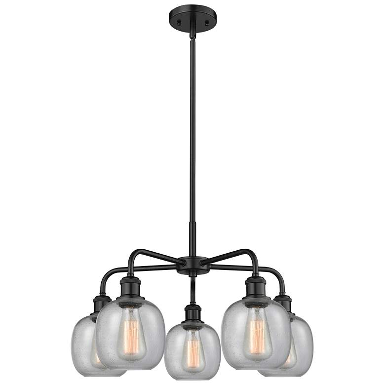 Image 1 Belfast 24" Wide 5 Light Matte Black Stem Hung Chandelier With Seedy S