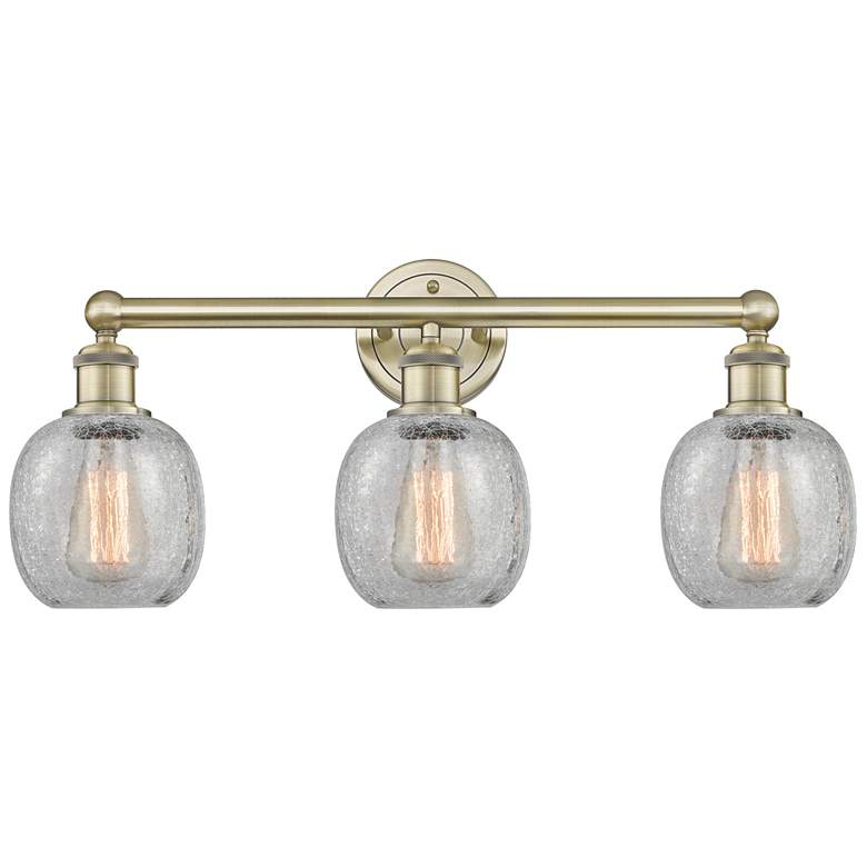 Image 1 Belfast 24"W 3 Light Antique Brass Bath Light With Clear Crackle Shade