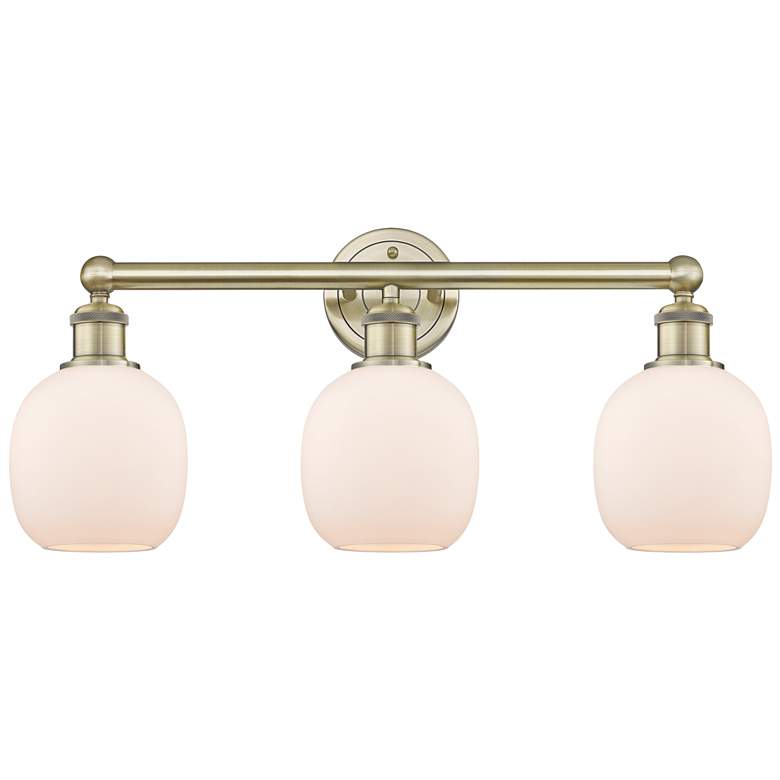 Image 1 Belfast 24"W 3 Light Antique Brass Bath Vanity Light With Matte White