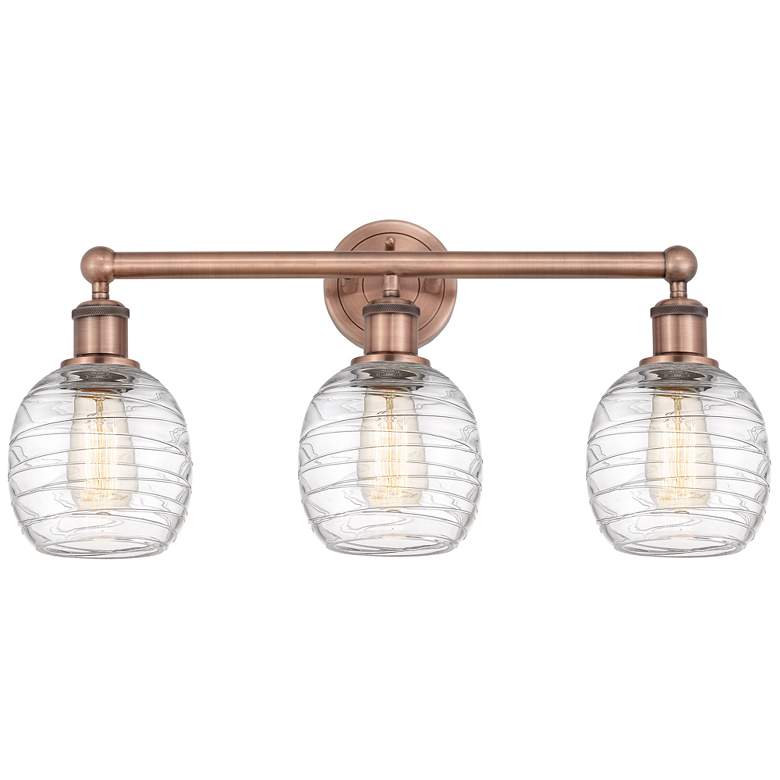 Image 1 Belfast 24"W 3 Light Antique Copper Bath Vanity Light With Deco Swirl