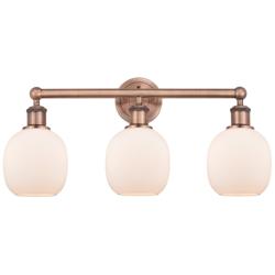 Belfast 24&quot;W 3 Light Antique Copper Bath Vanity Light With White Shade