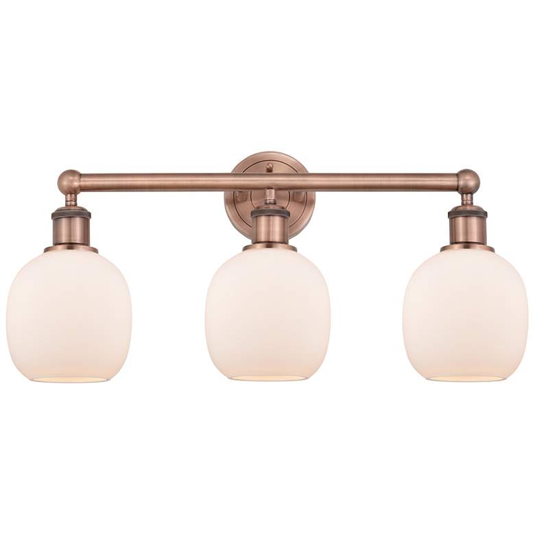 Image 1 Belfast 24"W 3 Light Antique Copper Bath Vanity Light With White Shade