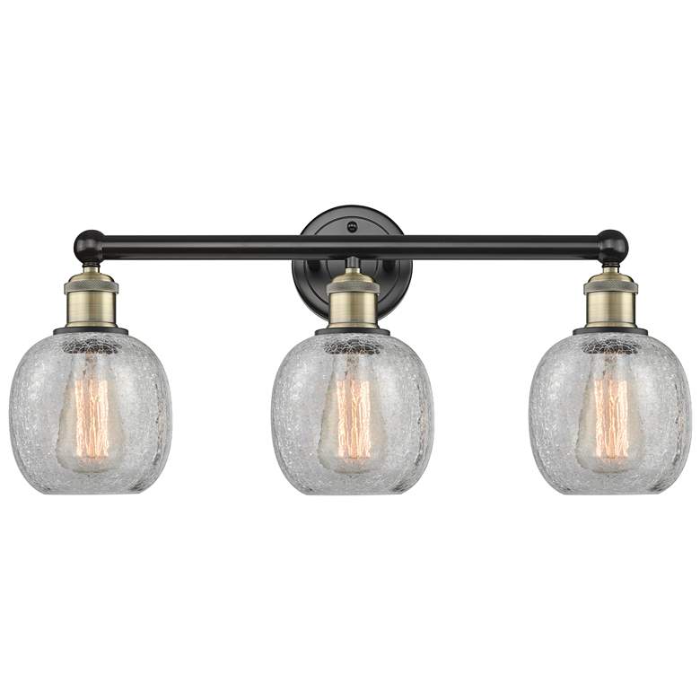 Image 1 Belfast 24"W 3 Light Black Antique Brass Bath Light With Crackle Shade