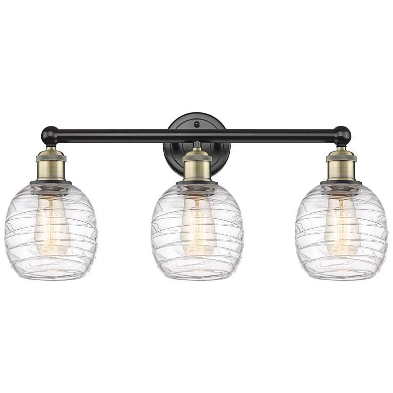 Image 1 Belfast 24"W 3 Light Black Antique Brass Bath Light With Deco Swirl Sh