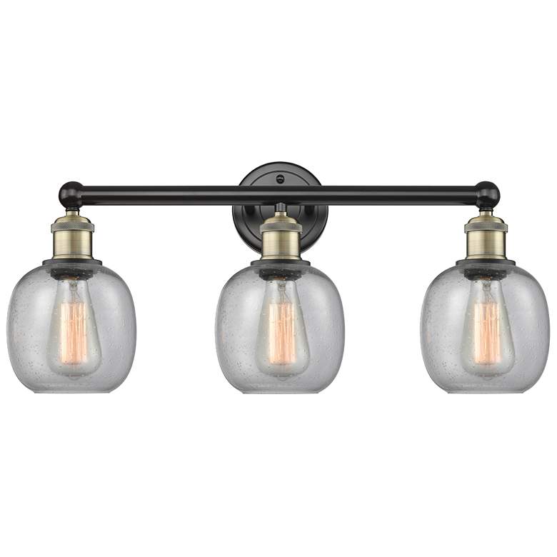 Image 1 Belfast 24"W 3 Light Black Antique Brass Bath Vanity Light With Seedy