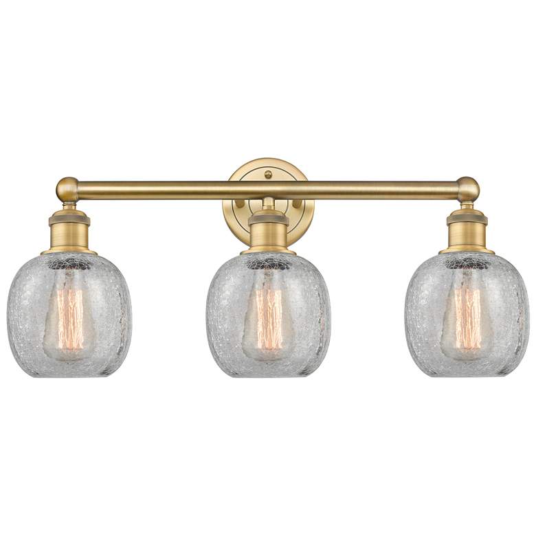 Image 1 Belfast 24"W 3 Light Brushed Brass Bath Light With Clear Crackle Shade