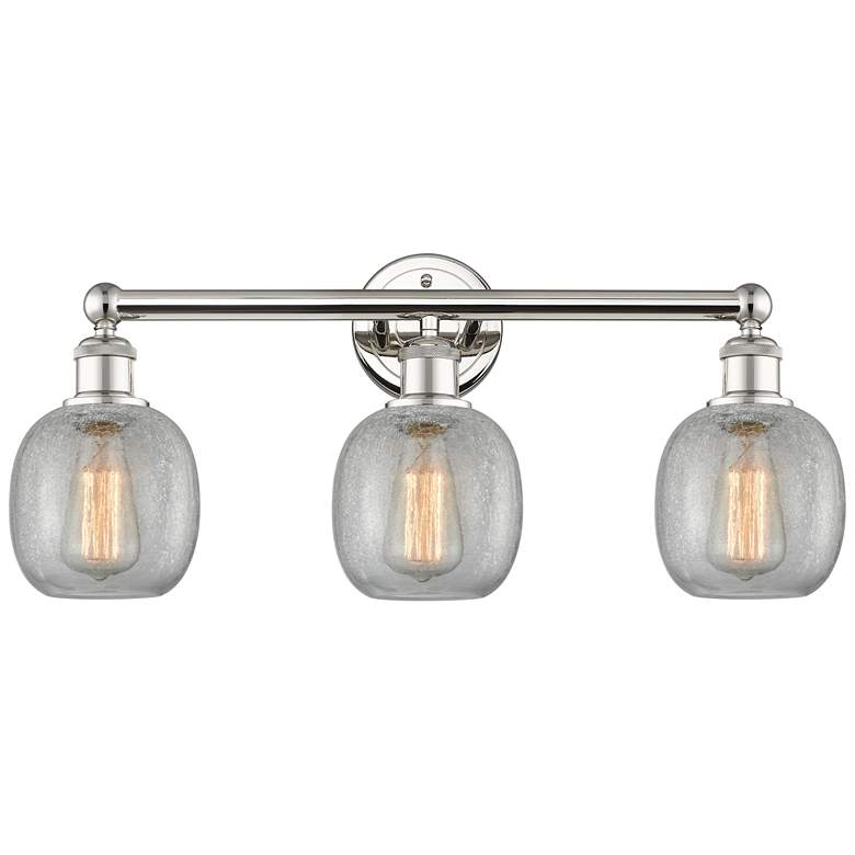 Image 1 Belfast 24"W 3 Light Polished Nickel Bath Light With Clear Crackle Sha