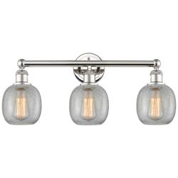 Belfast 24&quot;W 3 Light Polished Nickel Bath Light With Clear Crackle Sha