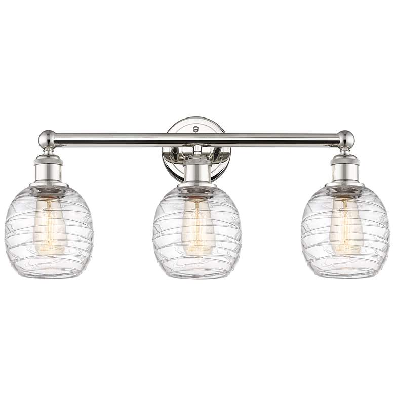Image 1 Belfast 24"W 3 Light Polished Nickel Bath Light With Deco Swirl Shade
