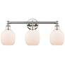 Belfast 24"W 3 Light Polished Nickel Bath Vanity Light With White Shad