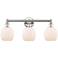 Belfast 24"W 3 Light Polished Nickel Bath Vanity Light With White Shad