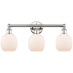 Belfast 24&quot;W 3 Light Polished Nickel Bath Vanity Light With White Shad