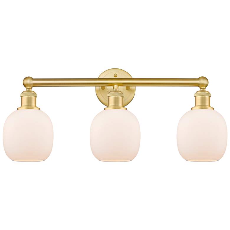 Image 1 Belfast 24"W 3 Light Satin Gold Bath Vanity Light With Matte White Sha