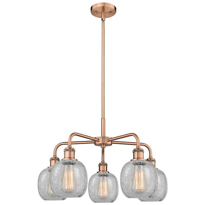 Image 1 Belfast 24"W 5 Light Antique Copper Stem Hung Chandelier With Crackle