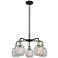 Belfast 24"W 5 Light Black Brass Stem Hung Chandelier With Crackle Sha