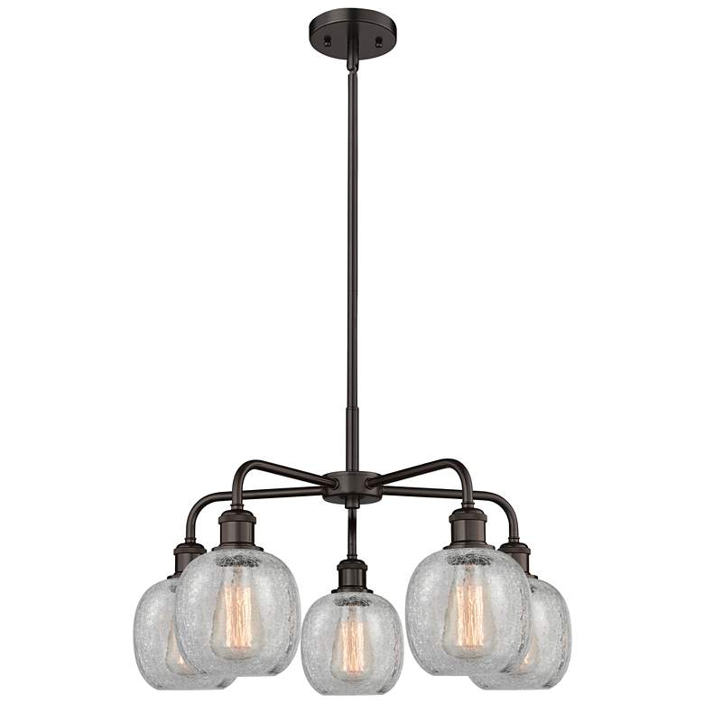Image 1 Belfast 24"W 5 Light Oil Rubbed Bronze Stem Chandelier w/ Crackle Shad
