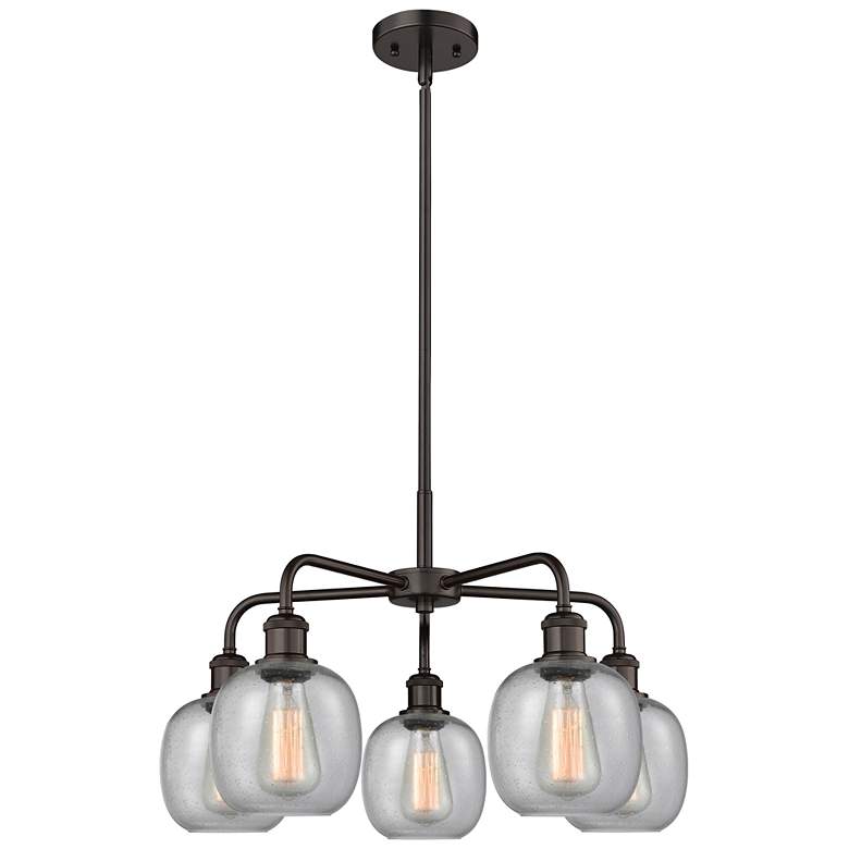 Image 1 Belfast 24"W 5 Light Oil Rubbed Bronze Stem Hung Chandelier w/ Seedy S