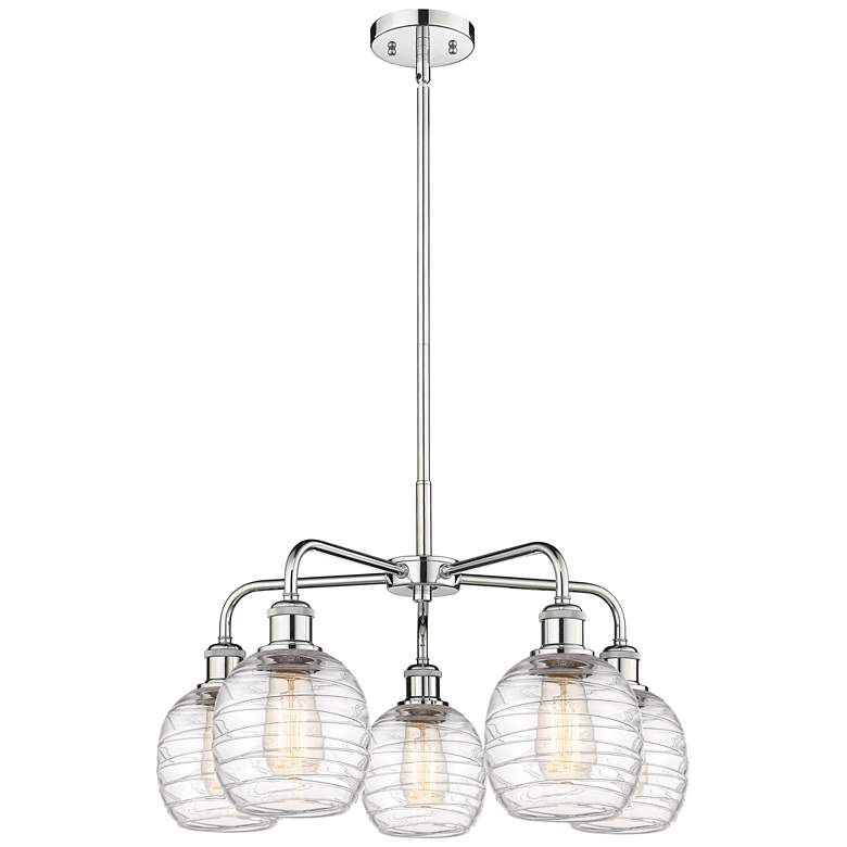 Image 1 Belfast 24"W 5 Light Polished Chrome Stem Chandelier w/ Deco Swirl Sha