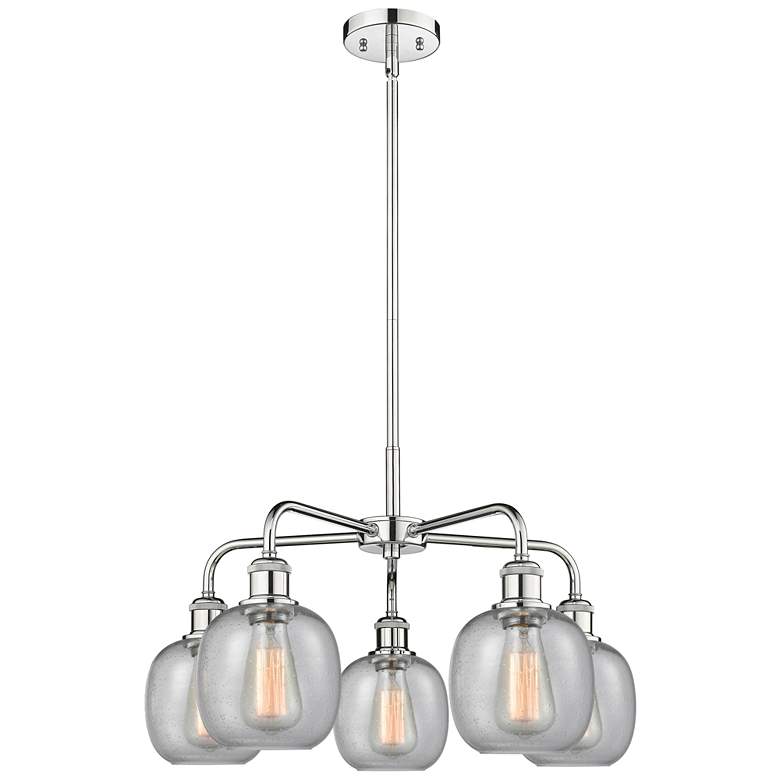 Image 1 Belfast 24"W 5 Light Polished Chrome Stem Hung Chandelier With Seedy S