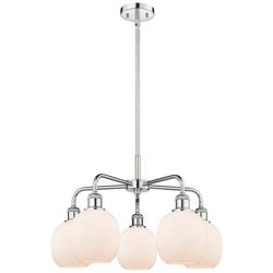 Belfast 24&quot;W 5 Light Polished Chrome Stem Hung Chandelier With White S